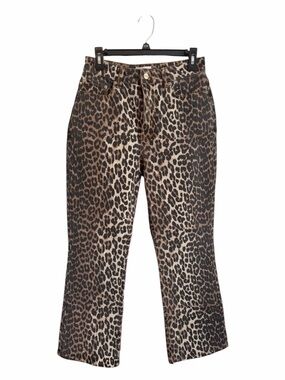 Ganni Leopard Print Flare Jeans - Brown & Black